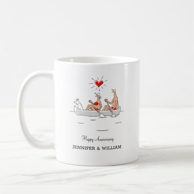 Mug Mariage Anniversaire Marié Couple Heart Canoe (Gauche)