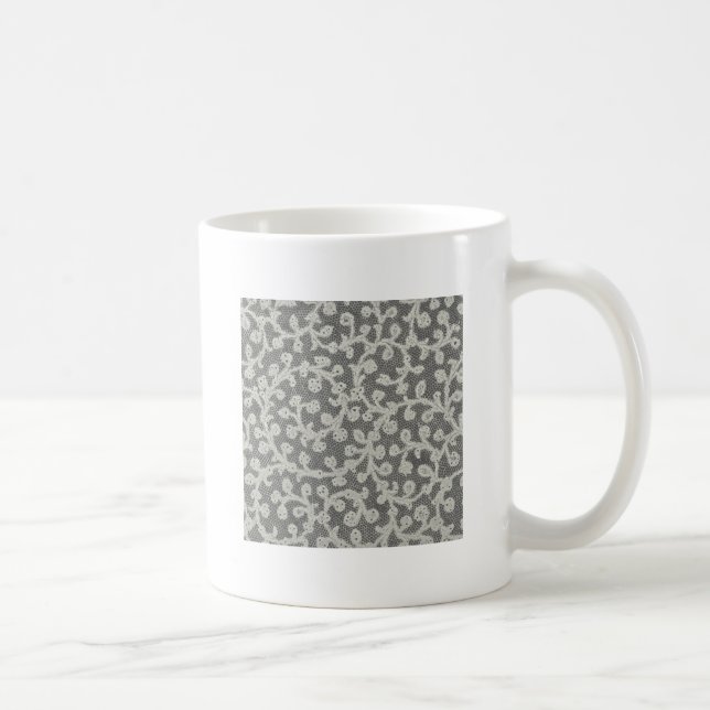 Mug Mariage Antique Dentelle Lin Blanc Classique Joli (Droite)