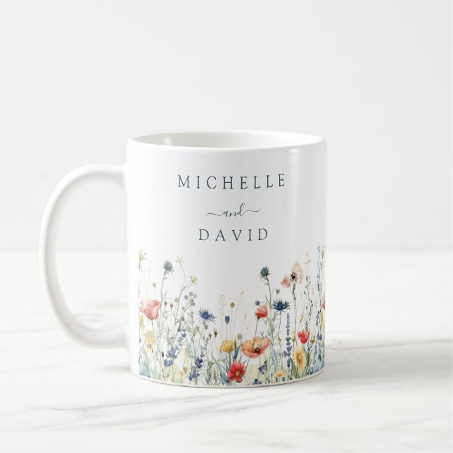 Mug Mariage aux fleurs sauvages vibrantes (Gauche)