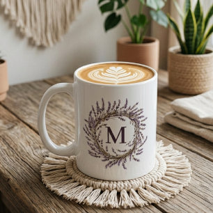 Mug Mariage Couronne florale personnalisée en lavand