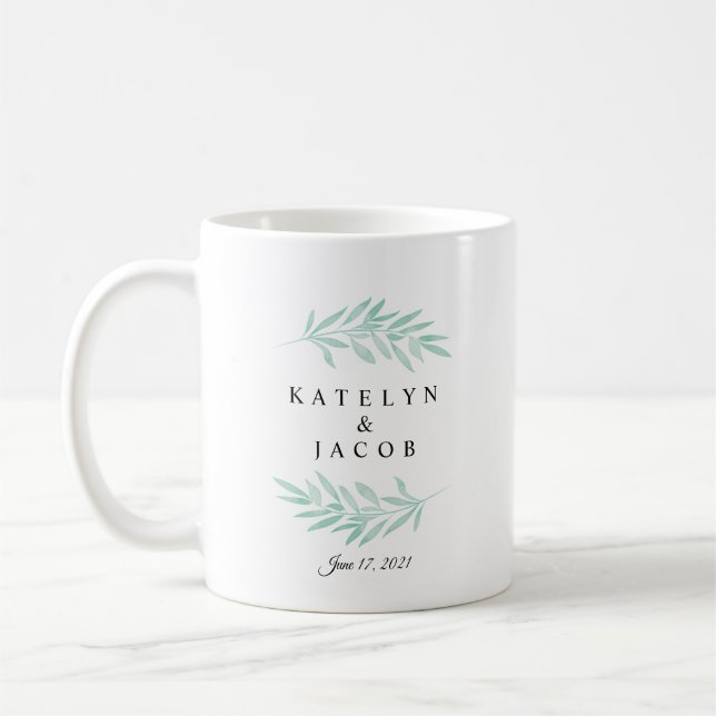 Mug Mariage d'aquarelle de verdure (Gauche)
