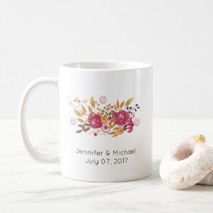 Mug Mariage de bouquet rose et orange