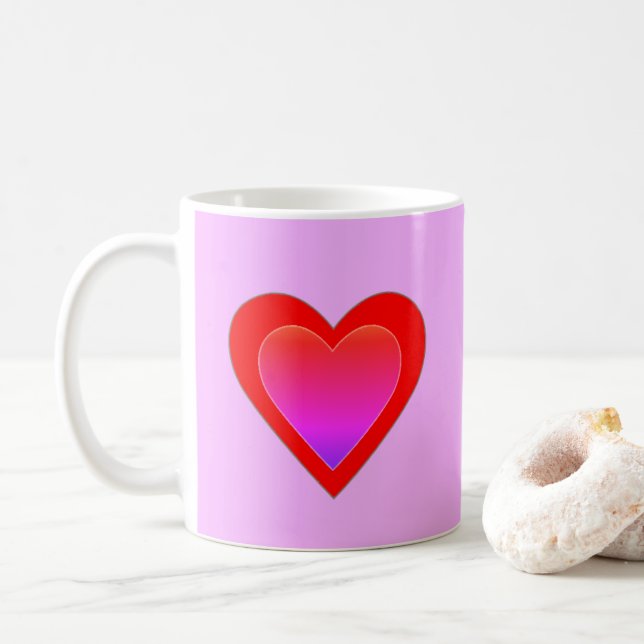 Mug Mariage de coeur Rouge rose violet Valentines Jour (Avec donut)