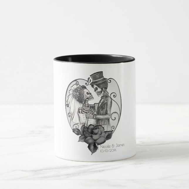 Mug Mariage de couple d'amour squelette Danse gothique (Centre)
