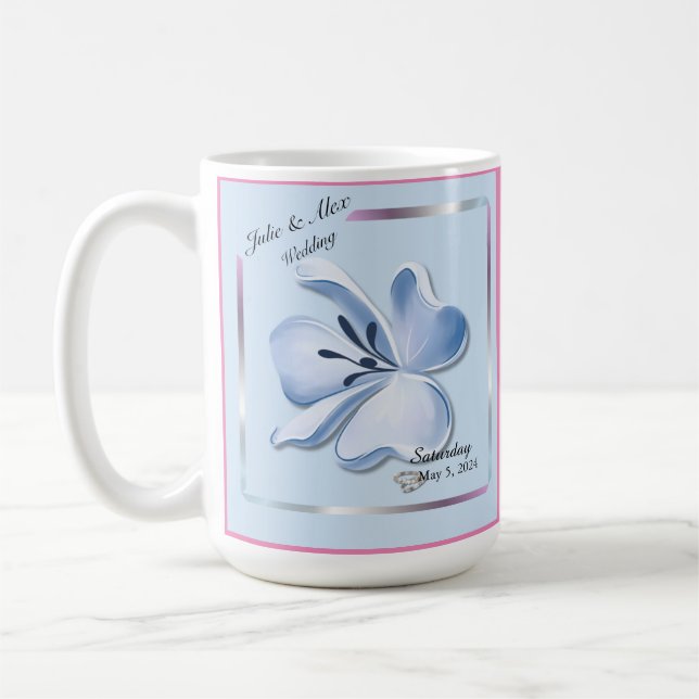 Mug Mariage de fleurs bleu brillant (Gauche)
