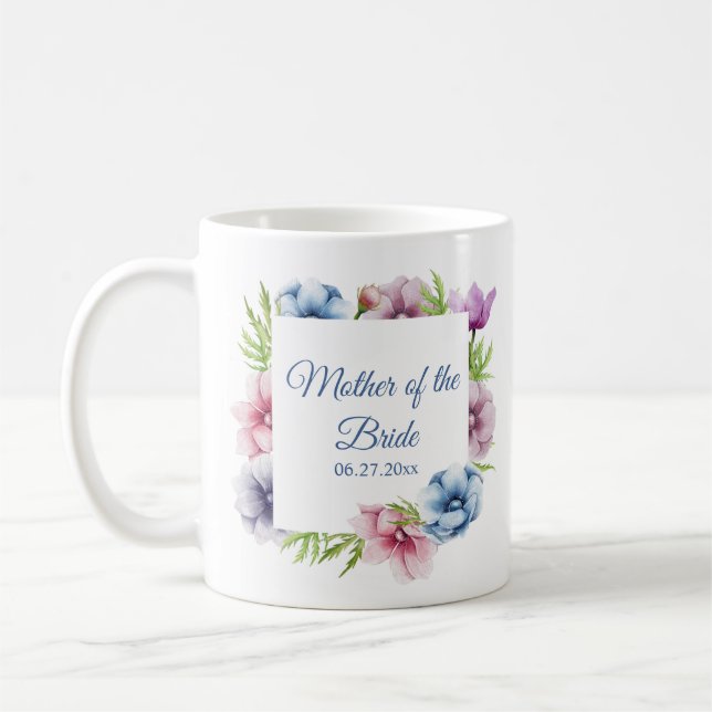 Mug Mariage de fleurs d'anémone aquarelle (Gauche)