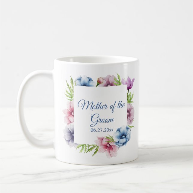 Mug Mariage de fleurs d'anémone aquarelle (Gauche)