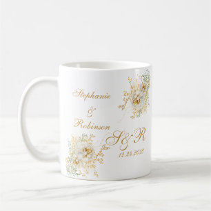 Mug Mariage de logo de Floral Or moderne