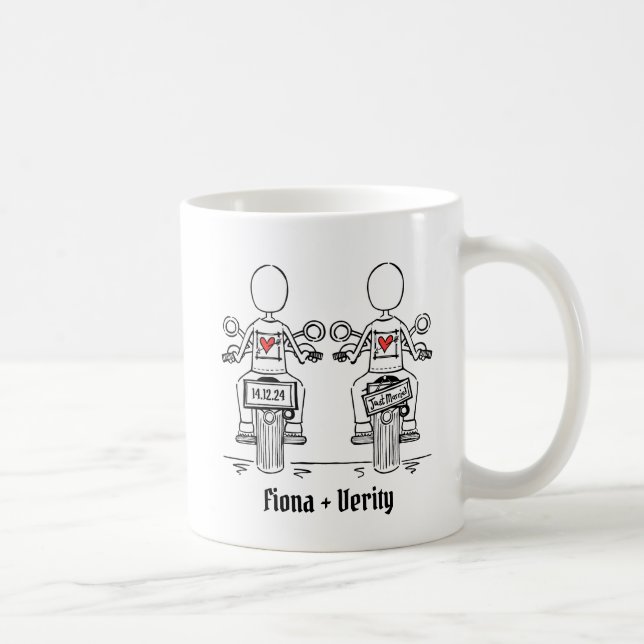 Mug Mariage de moto de deux mariées sur mesure (Droite)