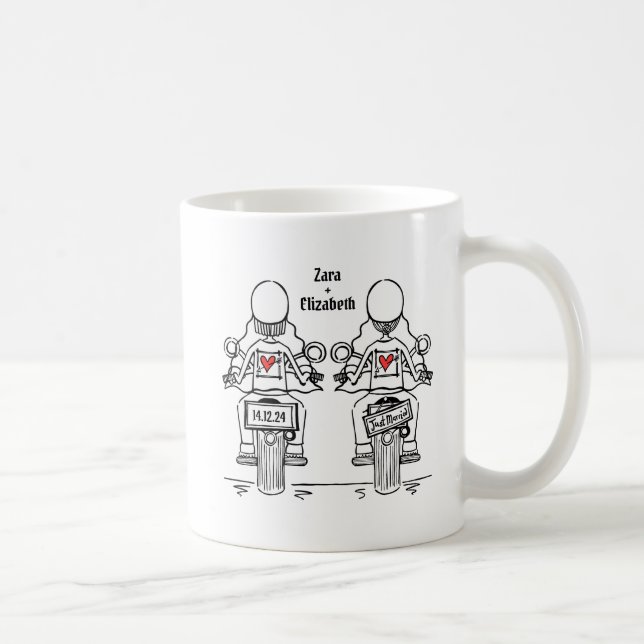 Mug Mariage de moto de deux mariées sur mesure (Droite)