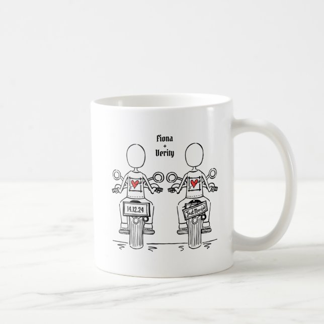 Mug Mariage de moto de deux mariées sur mesure (Droite)