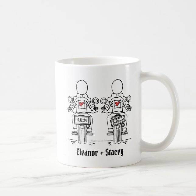 Mug Mariage de moto de deux mariées sur mesure (Droite)