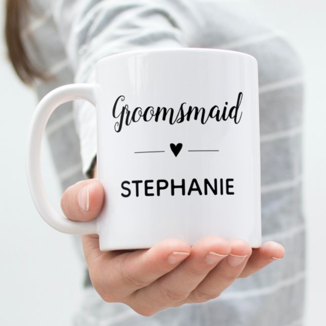Mug Mariage de script noir Groomsmaid personnalisé (Créateur téléchargé)
