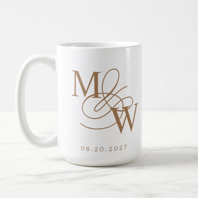 Mug Mariage de typographie de luxe Monogramme (Gauche)
