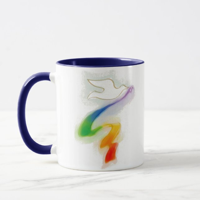 Mug Mariage Dove avec ruban arc-en-ciel (Gauche)