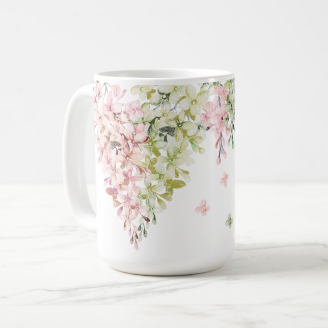Mug Mariage du coeur de fleurs printanières (Devant gauche)