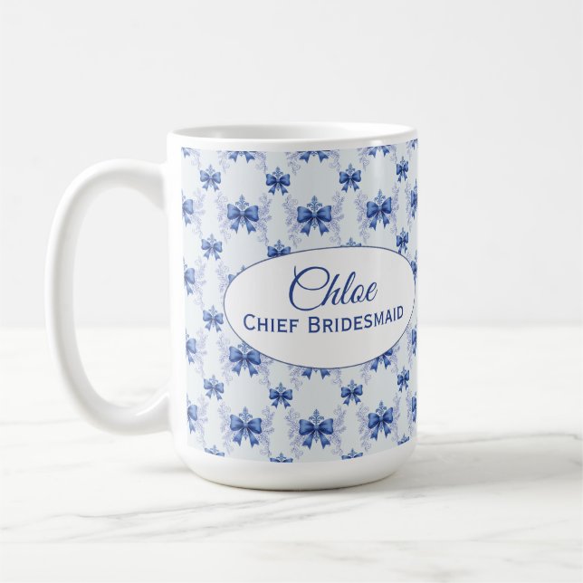 Mug Mariage Elégant avec Ruban Bleu (Gauche)