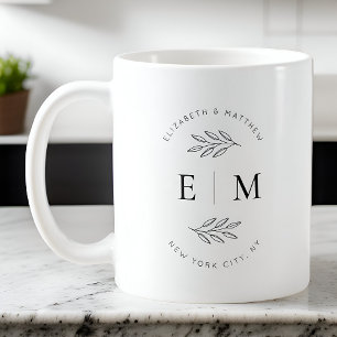 Mug Mariage Élégant Chic Moderne Simple Chic Monogramm