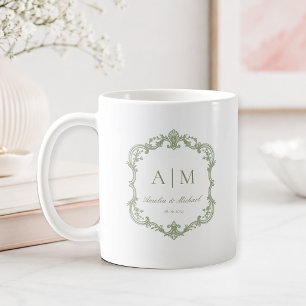 Mug Mariage élégant vintage monogramme