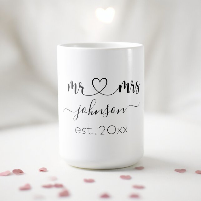 Mug Mariage Fiançailles Coeur M. Mme Nom personnalisé (Créateur téléchargé)