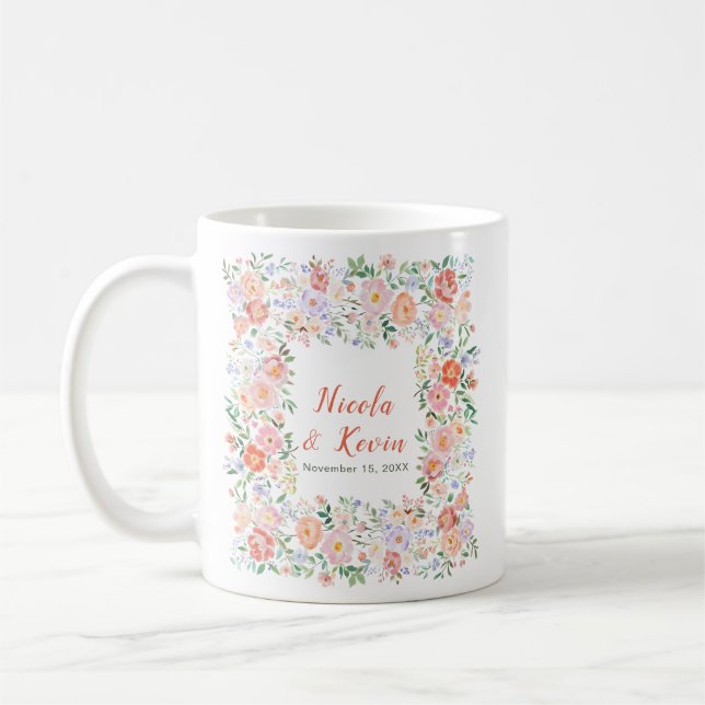 Mug Mariage Fleurs Florales de Printemps  (Gauche)