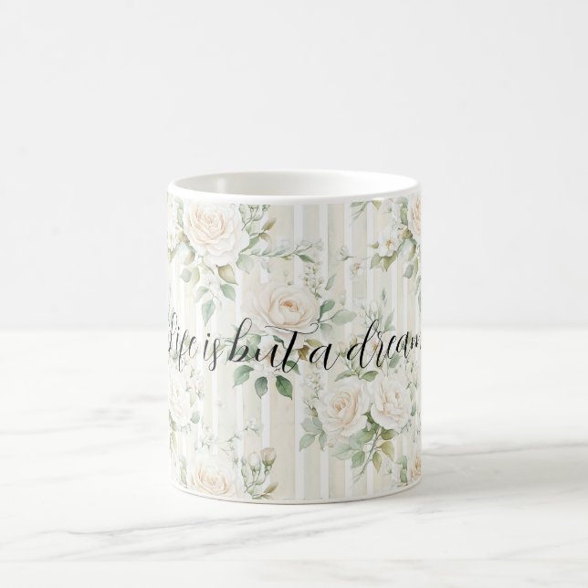 Mug Mariage Fleurs Roses Crème Romantique Fête de Mari (Centre)
