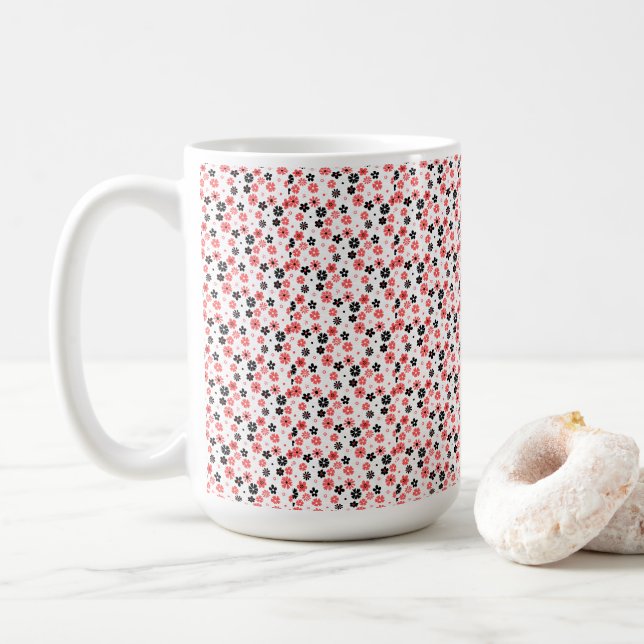 Mug Mariage Floral Monogramme Moderne (Avec donut)