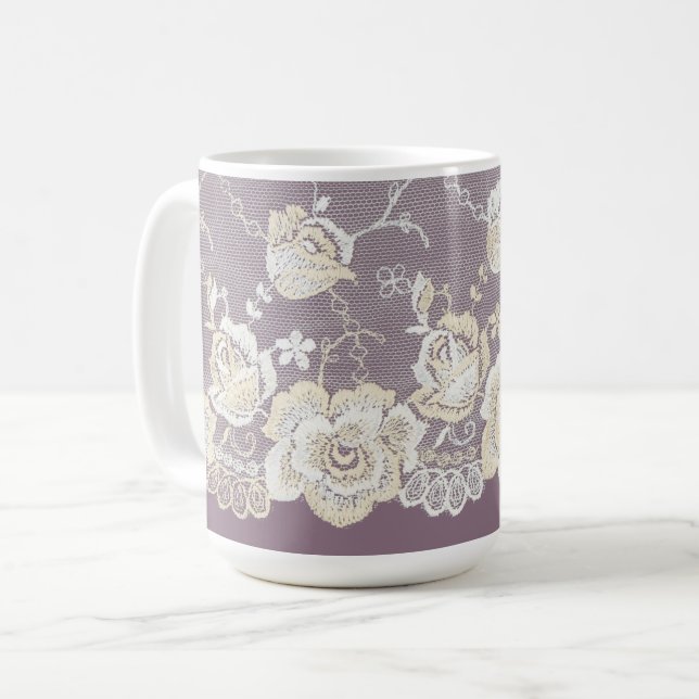 Mug Mariage floral violet orchidée romantique (Devant gauche)