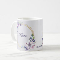 Mariage Géométrique Floral Aquarelle Or Pourpre
