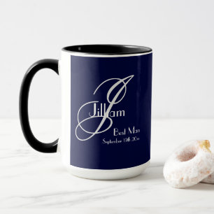 Mug Mariage Meilleur Homme Cadeau Moderne Monogramme N