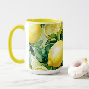Mug Mariage moderne citron bleu floral script shower