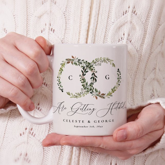 Mug Mariage monogramme de courre florale rustique aqua (Créateur téléchargé)