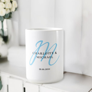 Mug Mariage monogramme simple, élégant