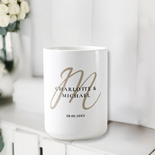 Mug Mariage monogramme simple, élégant