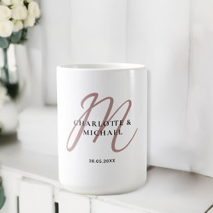 Mug Mariage monogramme simple, élégant