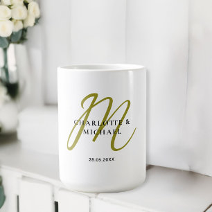 Mug Mariage monogramme simple, élégant