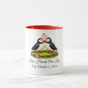 Mug Mariage personnalisé Deux cœurs un amour Macareux