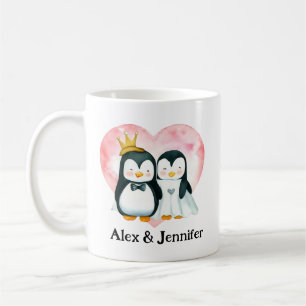 Mug Mariage personnalisé en couple de pingouins