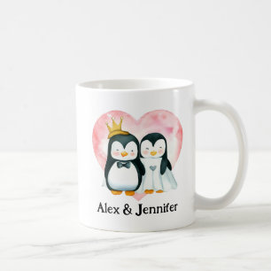 Mug Mariage personnalisé en couple de pingouins