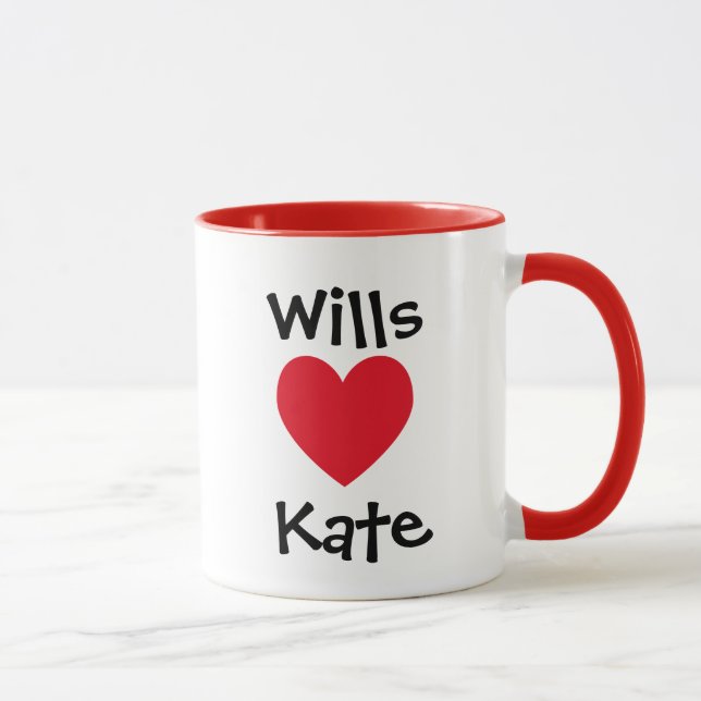 Mug Mariage personnalisé Groom aime Mariée Coeur rouge (Droite)