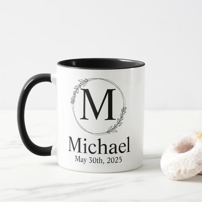 Mug Mariage personnalisé Monogramme (Avec donut)