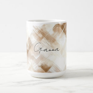 Mug Mariage Rustique Crème Brun Rayures