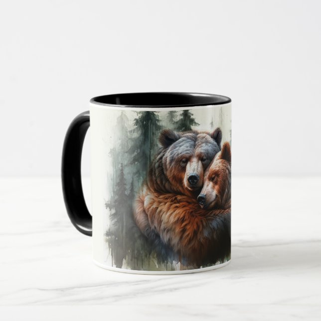 Mug Mariage Rustique dans la Forêt aux Ours à l'Aquare (Devant gauche)