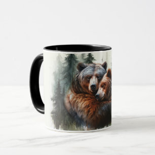 Mug Mariage rustique dans la nature aux ours aquarelle
