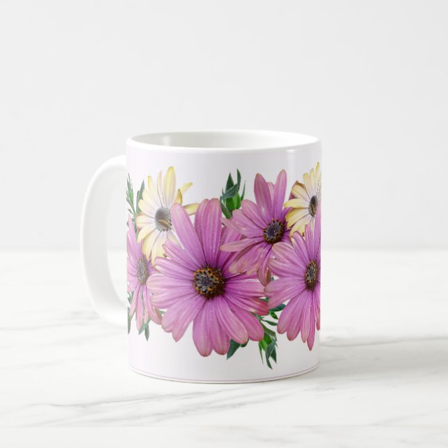 Mug Mariage rustique élégant floral jaune rose (Devant gauche)