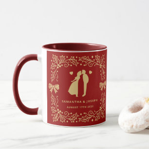 Mug Mariage sur mesure rouge luxe et or antique