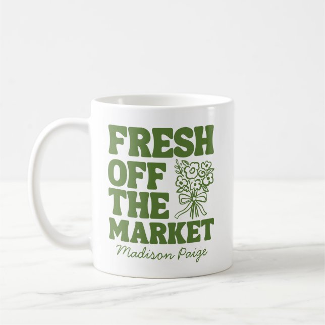 Mug Mariage Vert Fantaisiste « Frais du Marché » pour  (Gauche)