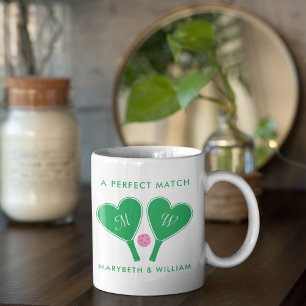 Mug Mariage Vert Prépa et Rose Pickleball