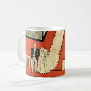 Mug Mariage Vintage, Jeune Marié et Jeune Mariée Art D