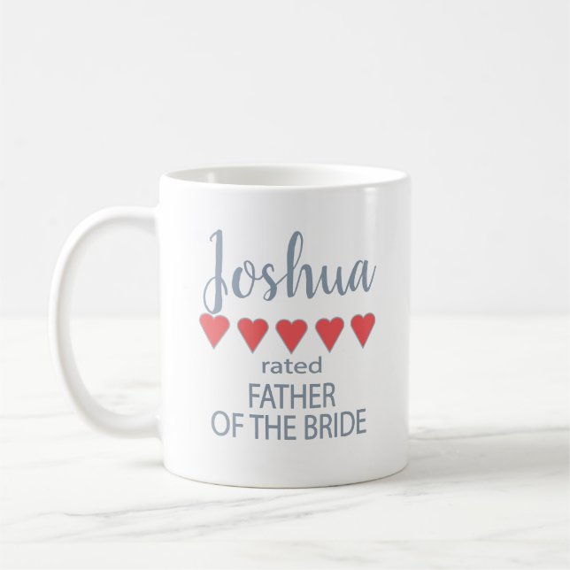Mug Marie et cortège 5 coeurs père de la mariée (Gauche)